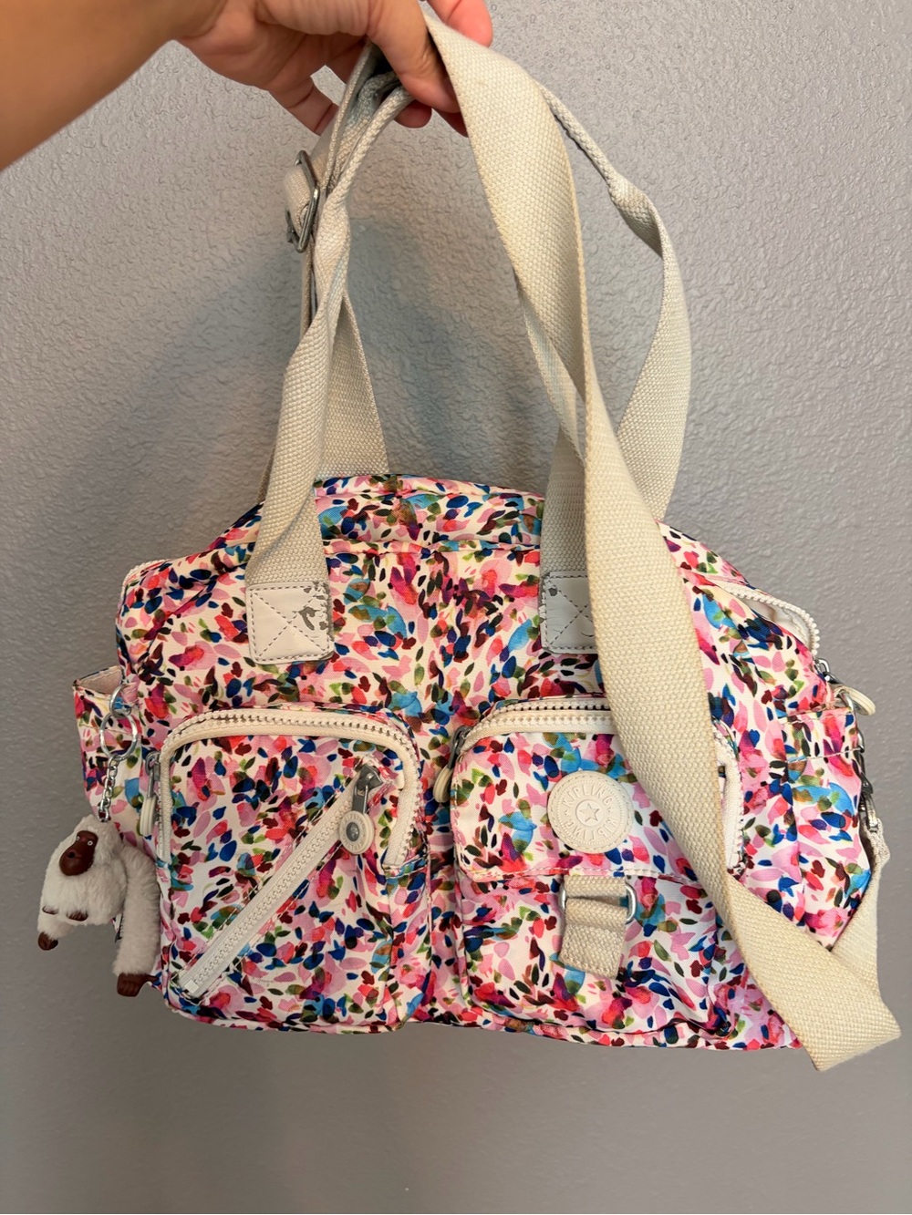 Kipling Floral Multi-Color Canvas Shoulder Bag